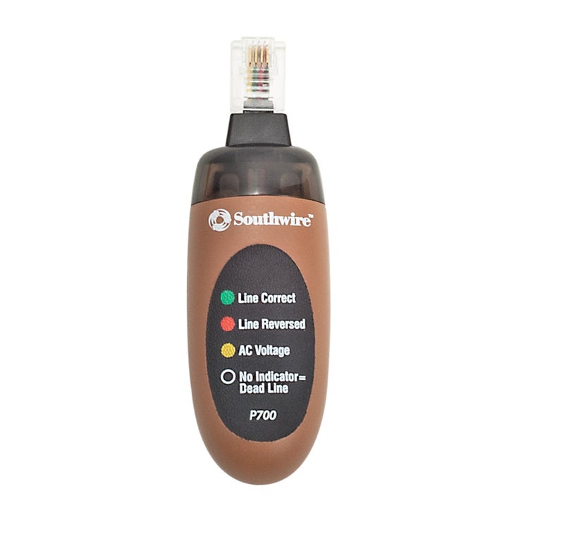 Southwire P700 Phone Outlet Tester - Identifies Line 1 & Line 2 Wiring - Detects AC Ring Voltage, Dead Lines & Reversed Lines - Image 1